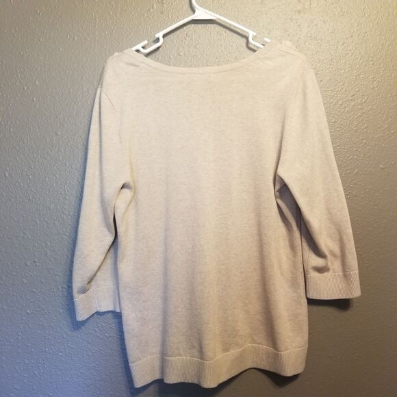 Christopher Banks L Cardigan Sweater Button 3D Floral Trim 100% Cotton Preppy - Picture 7 of 11